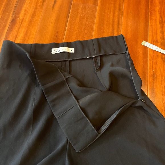 Zara Black Wide Leg Pants Trousers Side Zip Dressy Lightweight Size Large - Picture 4 of 7
